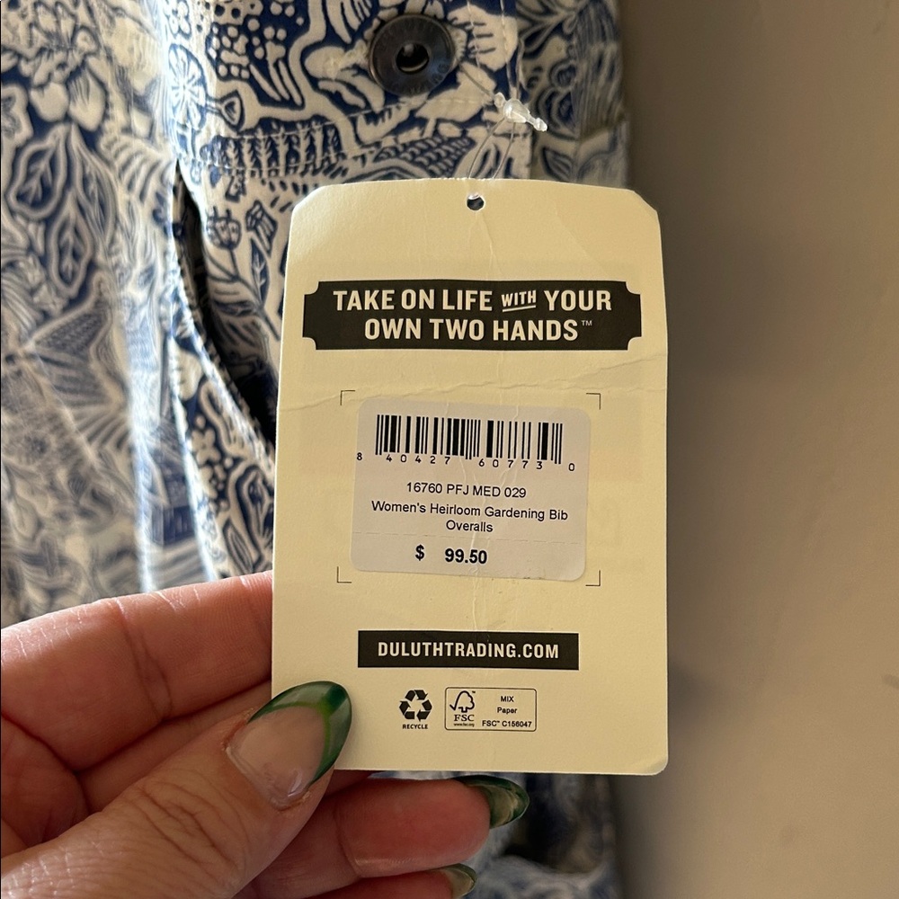 Duluth Trading Co. Blue and White Heirloom Gardening Farm toile Overalls medium - Picture 8 of 15